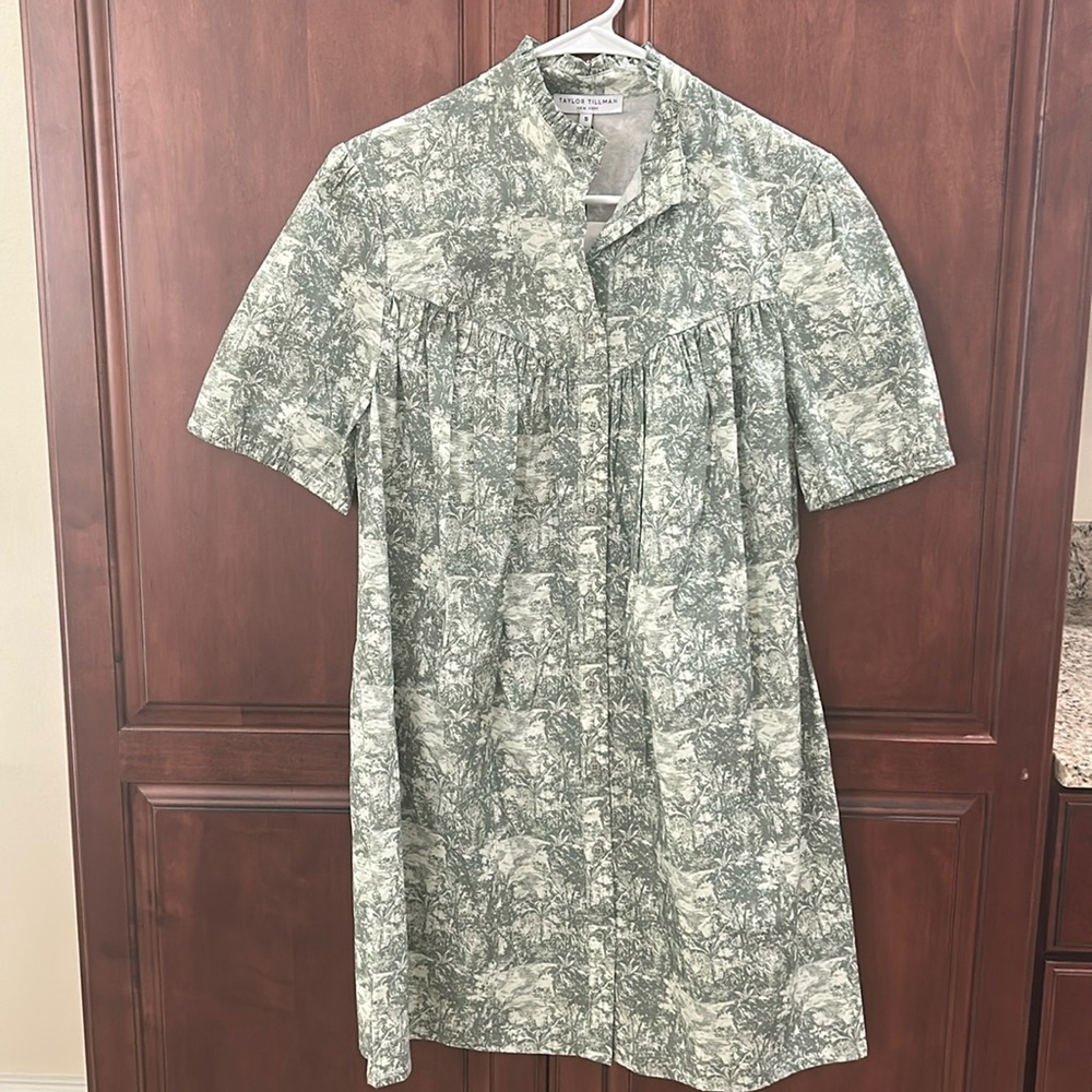 Taylor Tillman Green Patterned Dress
